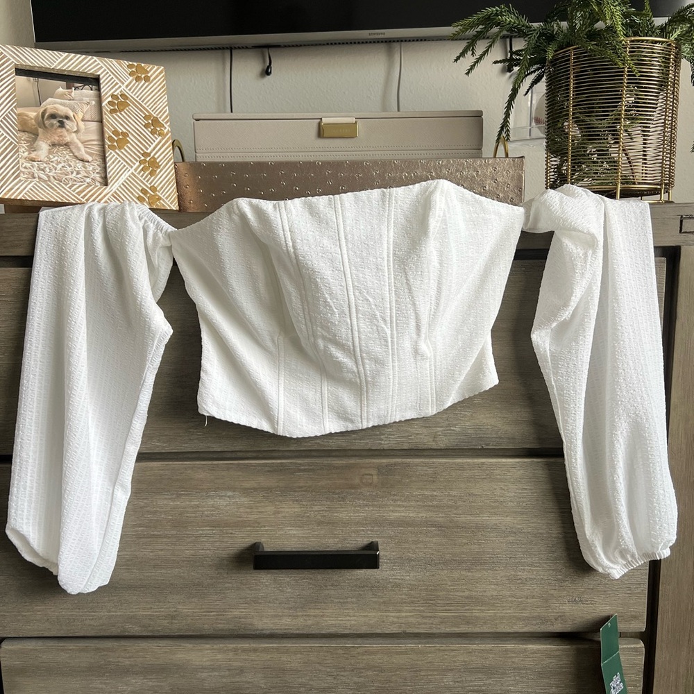 Wild Fable White Textured Blouse